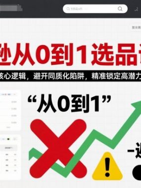 亚马逊从0到1选品课程，快速掌握选品核心逻辑，避开同质化陷阱，精准锁定高潜力市场（更新）