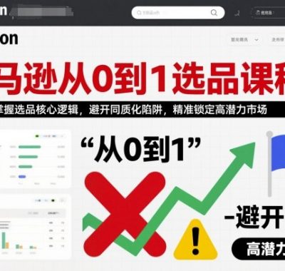 亚马逊从0到1选品课程，快速掌握选品核心逻辑，避开同质化陷阱，精准锁定高潜力市场（更新）